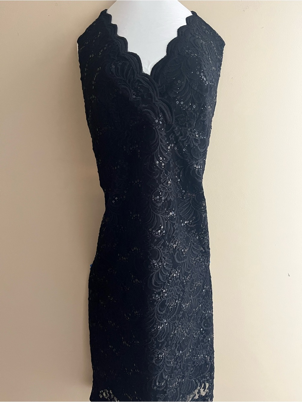 NEW With Tags!  Black Cocktail Dress with Sequins - Size 10